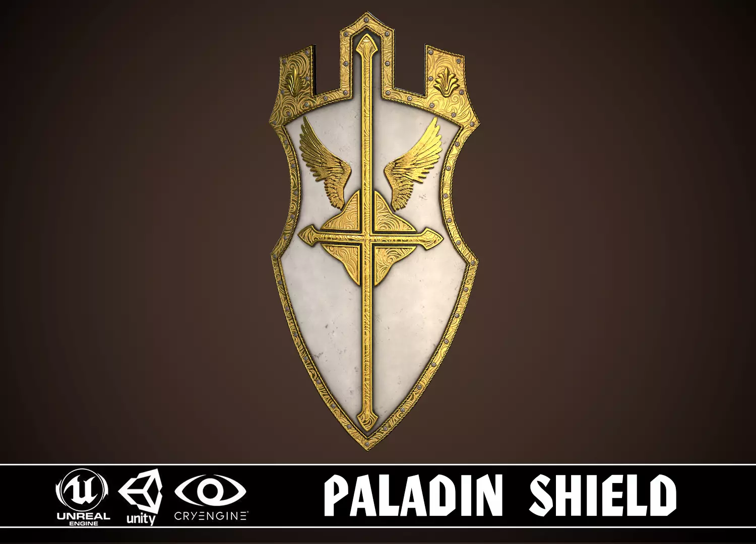 Paladin Shield Low-poly 3D model_0