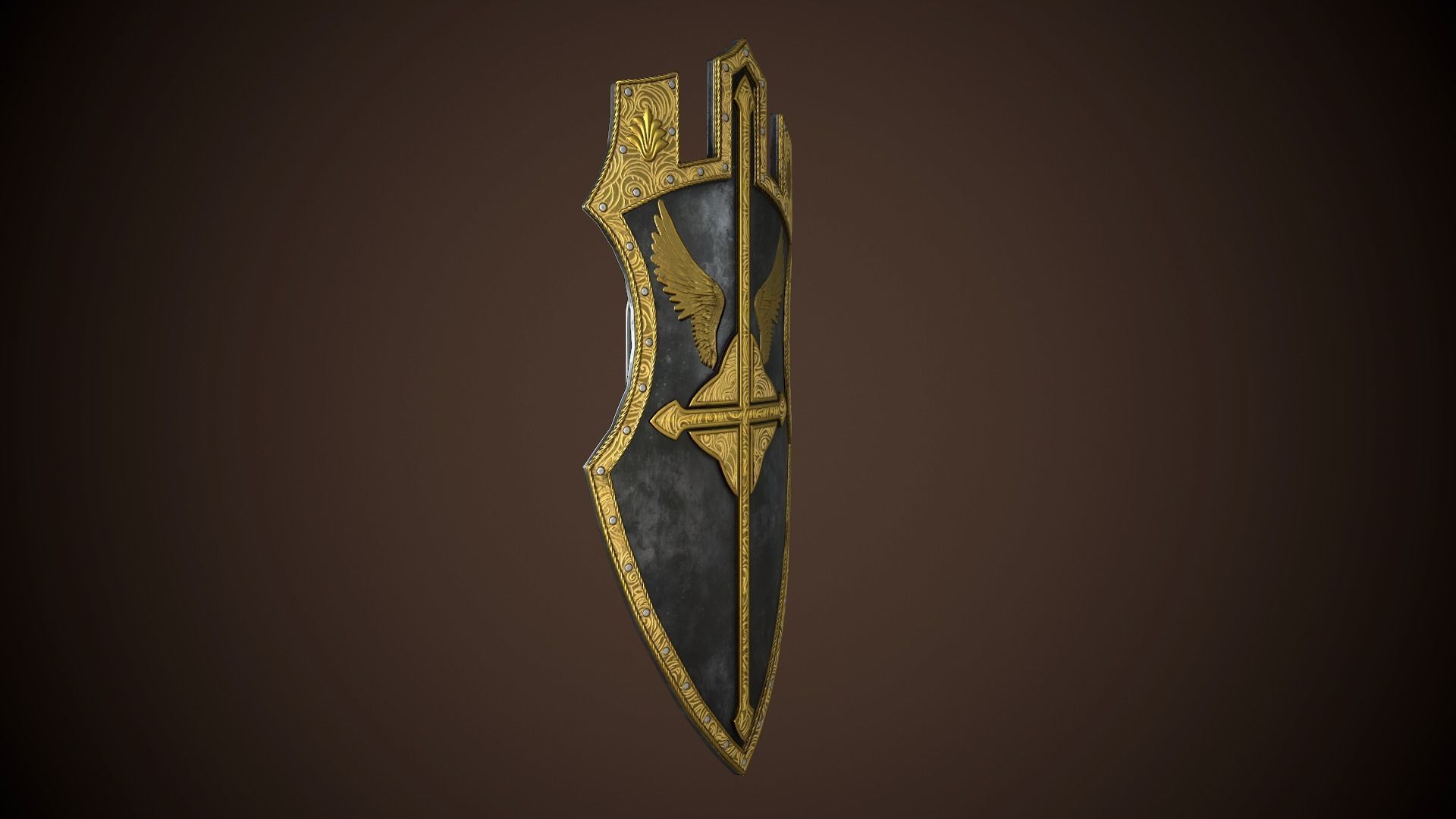 Paladin Shield Low-poly 3D model_11