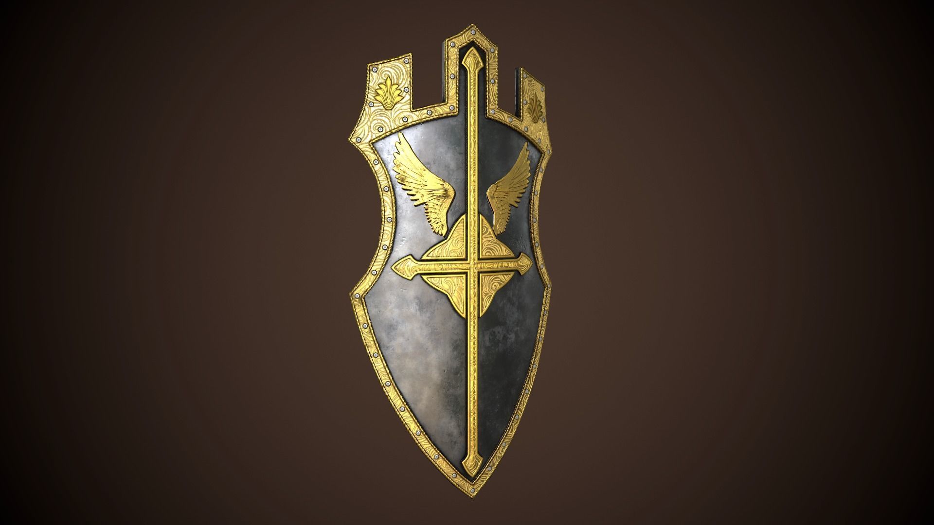 Paladin Shield Low-poly 3D model_12