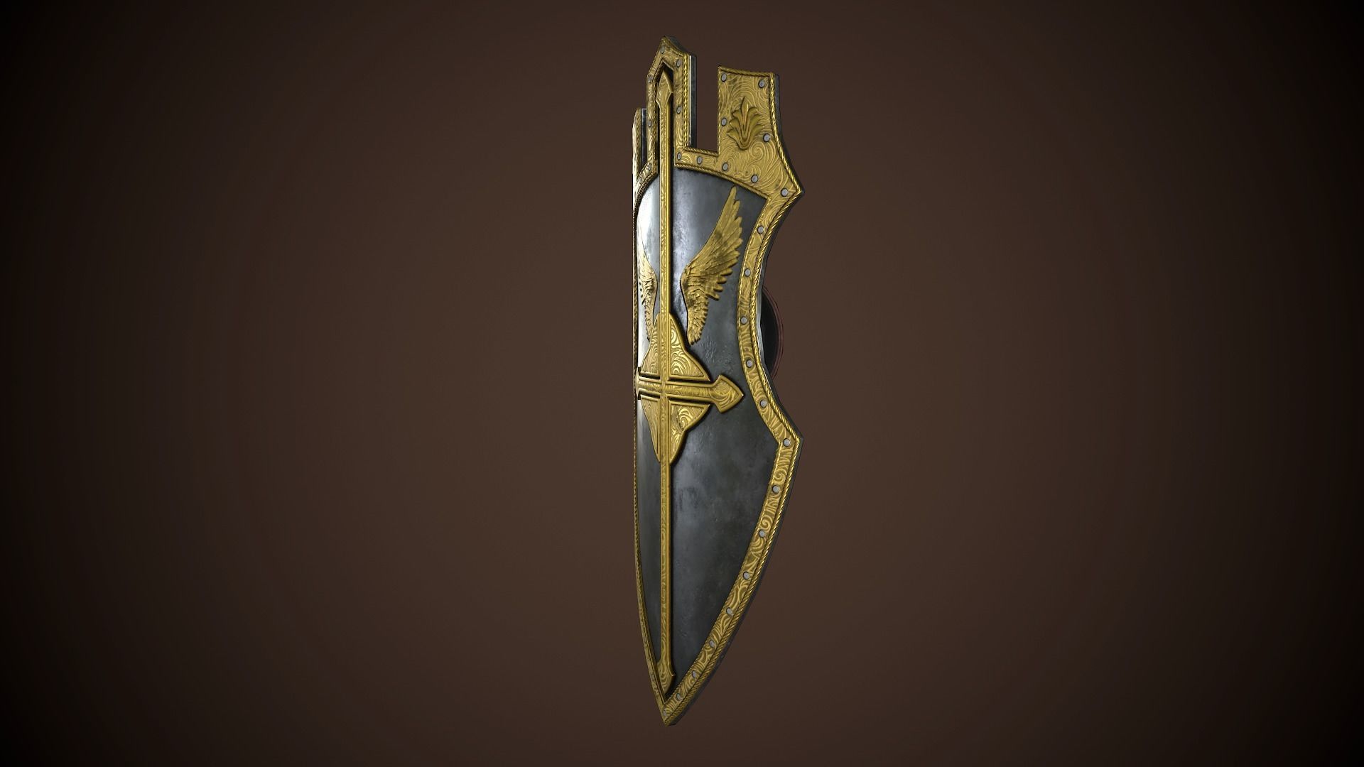 Paladin Shield Low-poly 3D model_3