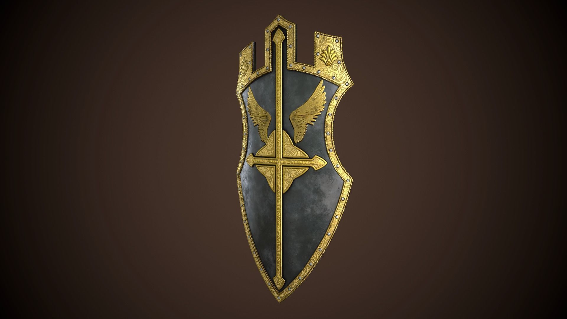 Paladin Shield Low-poly 3D model_2
