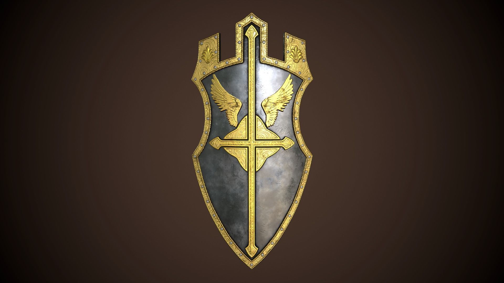 Paladin Shield Low-poly 3D model_1