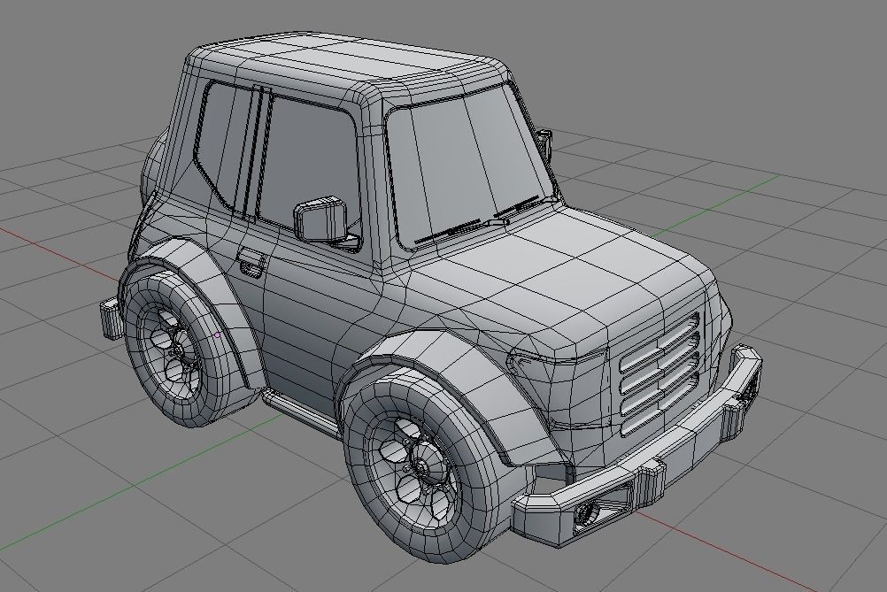 Rigged low poly cartoon off-road car Low-poly 3D model_7