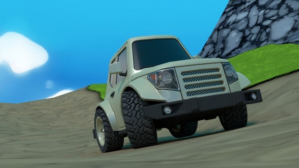 Rigged low poly cartoon off-road car Low-poly 3D model_3