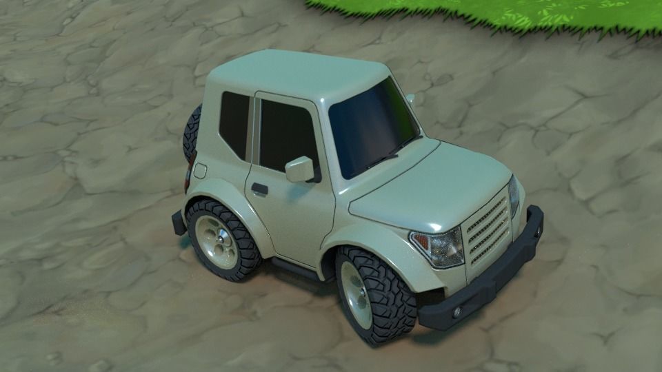 Rigged low poly cartoon off-road car Low-poly 3D model_2