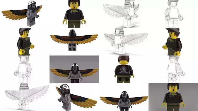 Movie Characters Brick Minifigures 1 3D Model Collection