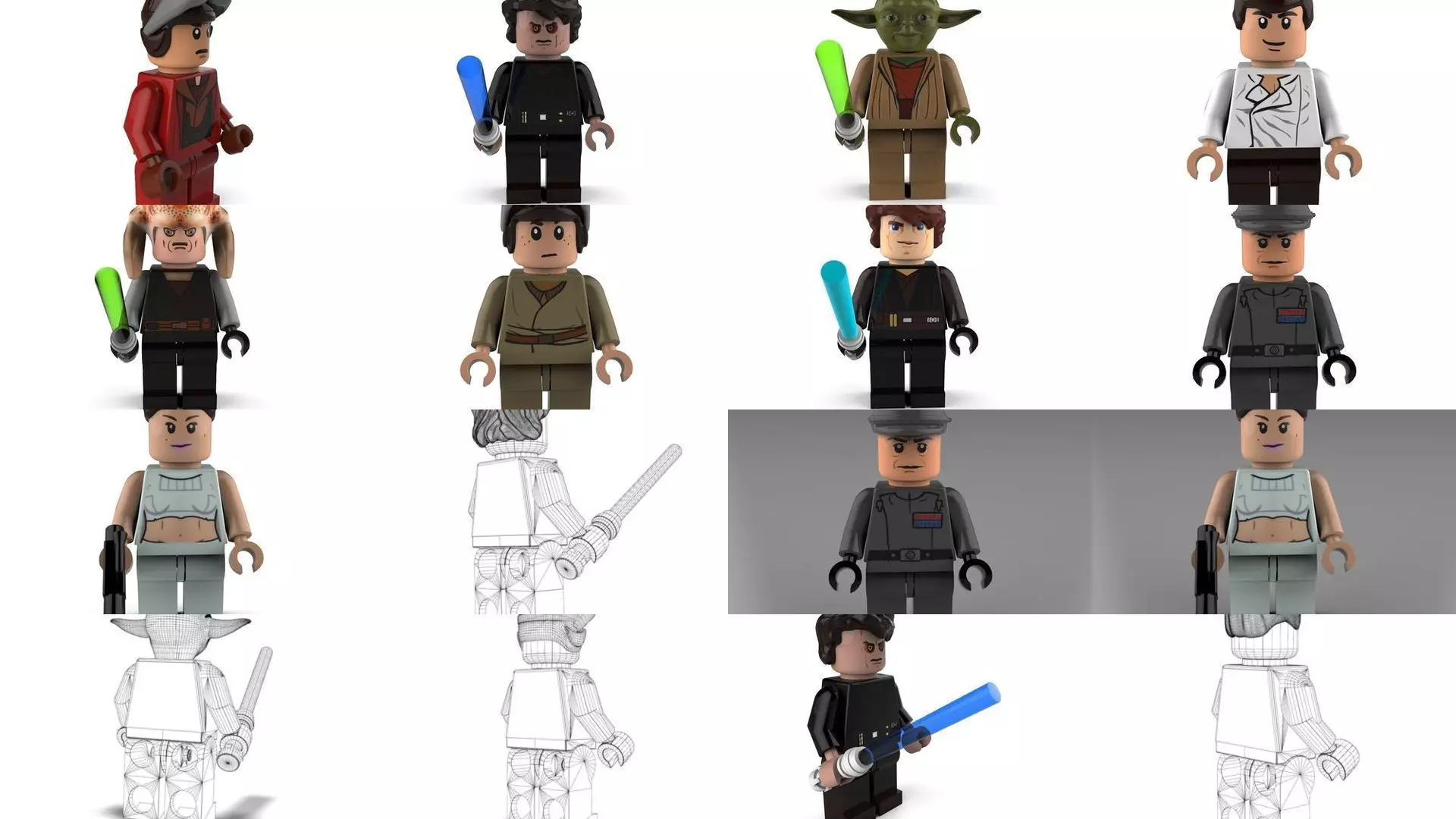 Movie Characters Brick Minifigures 2 3D Model Collection_0