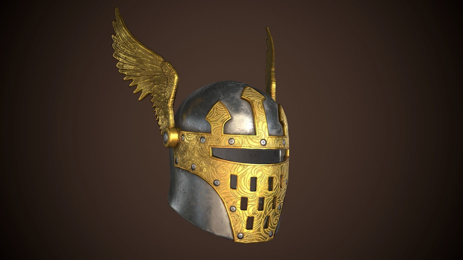 Paladin Helm Low-poly 3D model_14