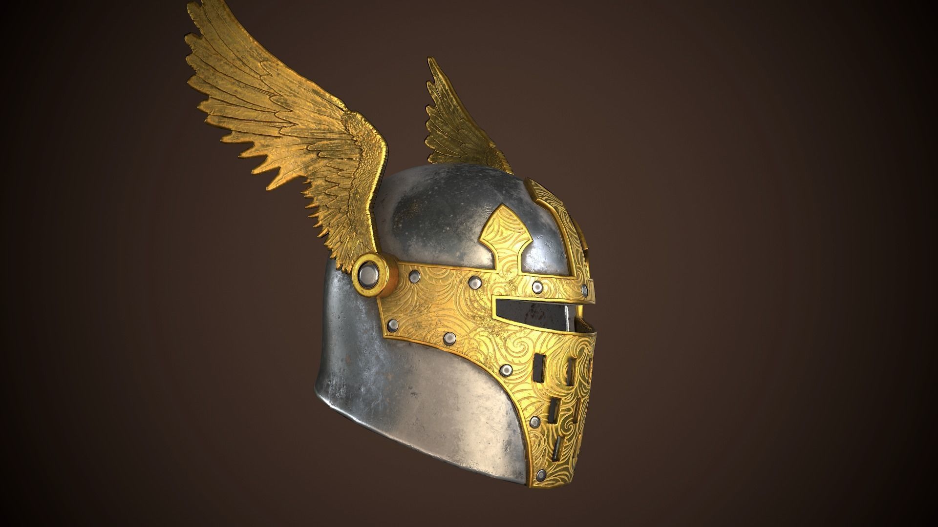 Paladin Helm Low-poly 3D model_13