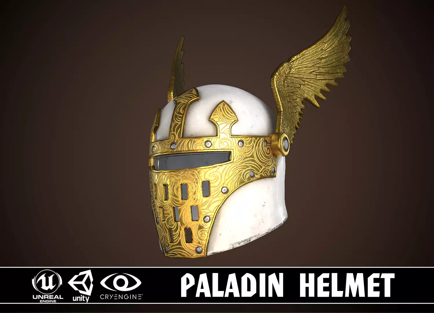 Paladin Helm Low-poly 3D model_0
