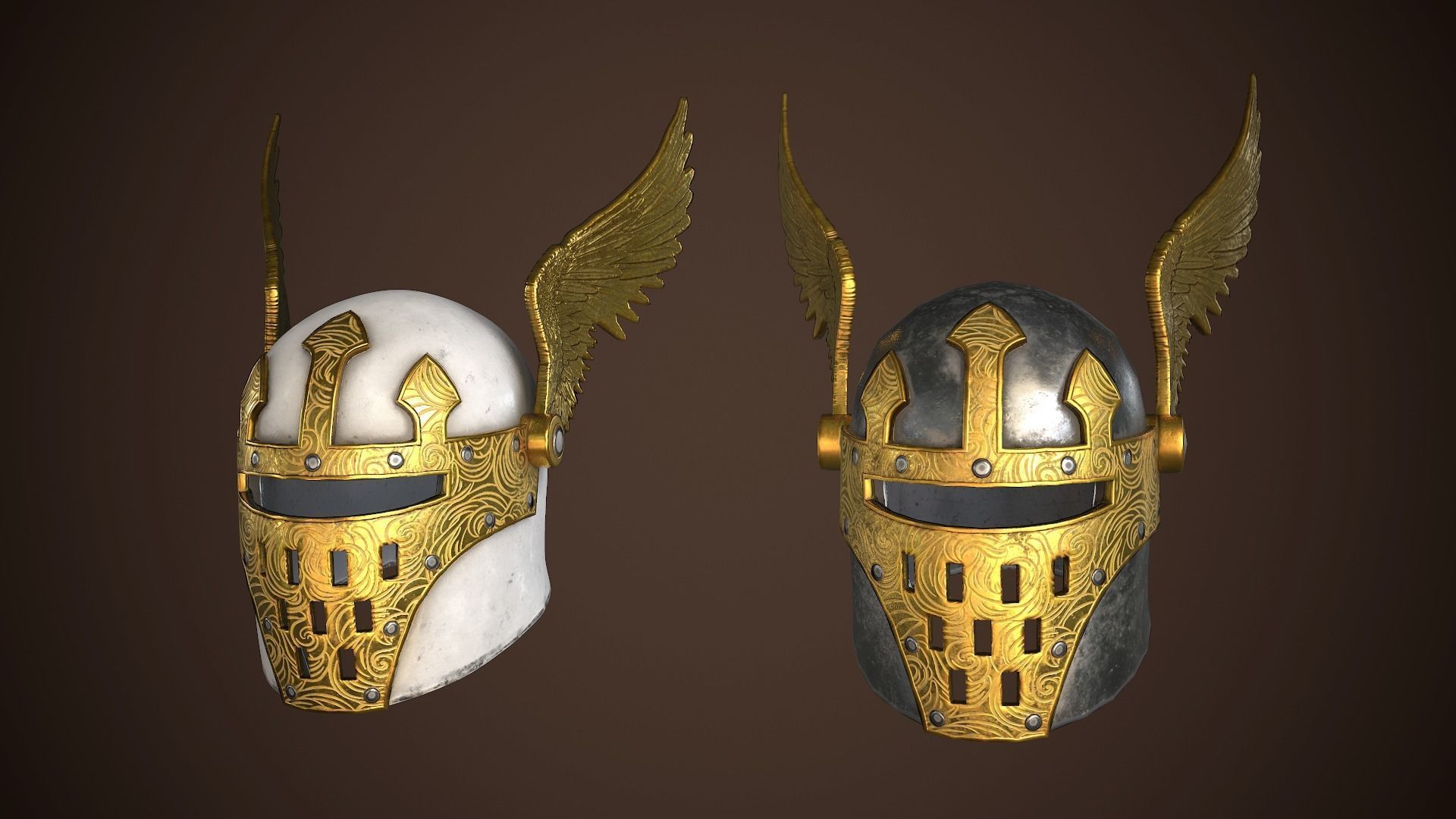 Paladin Helm Low-poly 3D model_1
