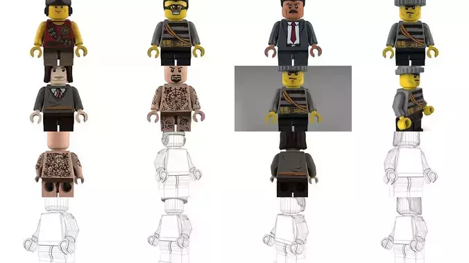 Brick Minifigures - Civilians 3D Model Collection