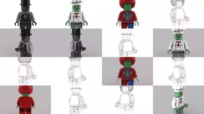 Brick Minifigures - Zombie 3D Model Collection