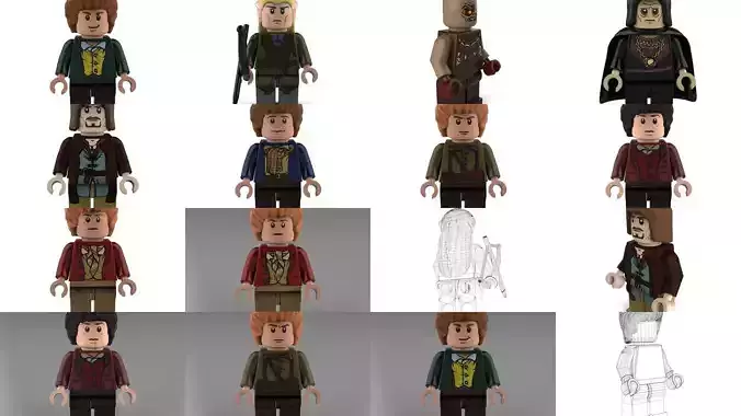 Movie Characters Brick Minifigures 3 3D Model Collection