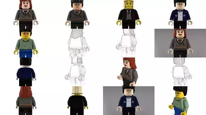 Movie Characters Brick Minifigures 4 3D Model Collection