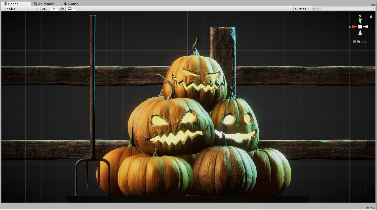 Halloween pumpkins and other stuff Low-poly 3D model_3