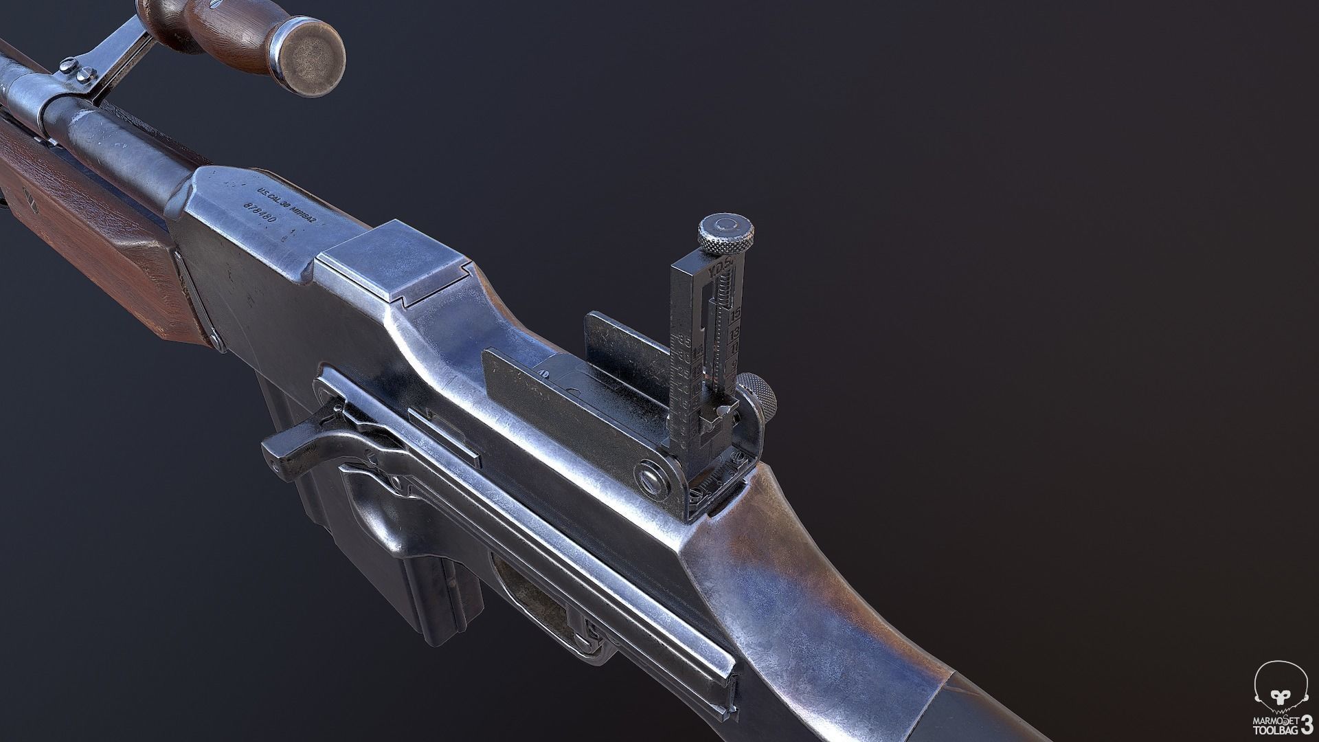 M1918A2 machine gun Low-poly 3D model_7