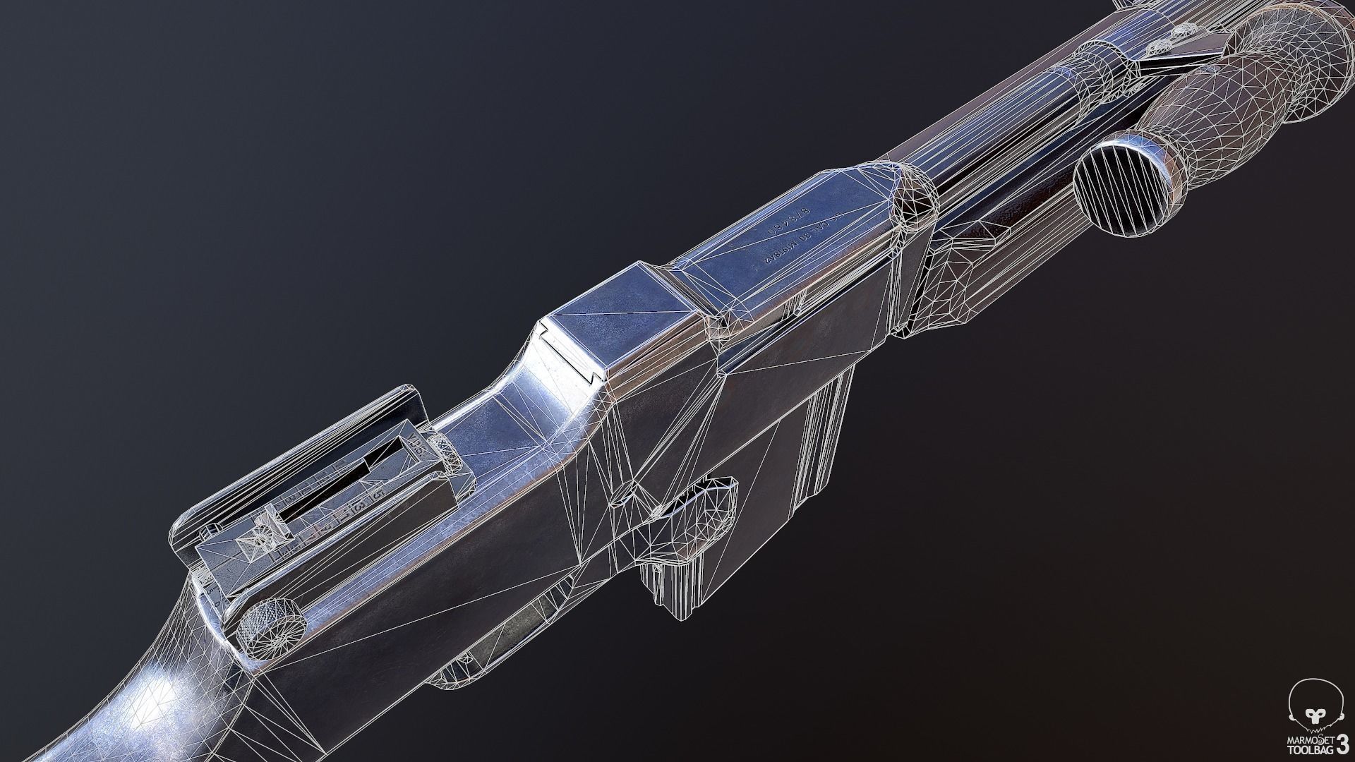 M1918A2 machine gun Low-poly 3D model_24