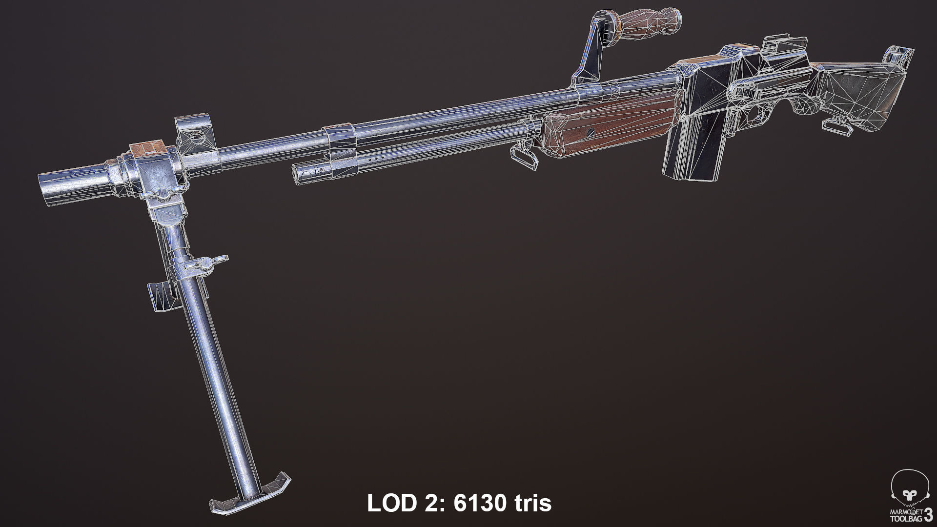 M1918A2 machine gun Low-poly 3D model_17