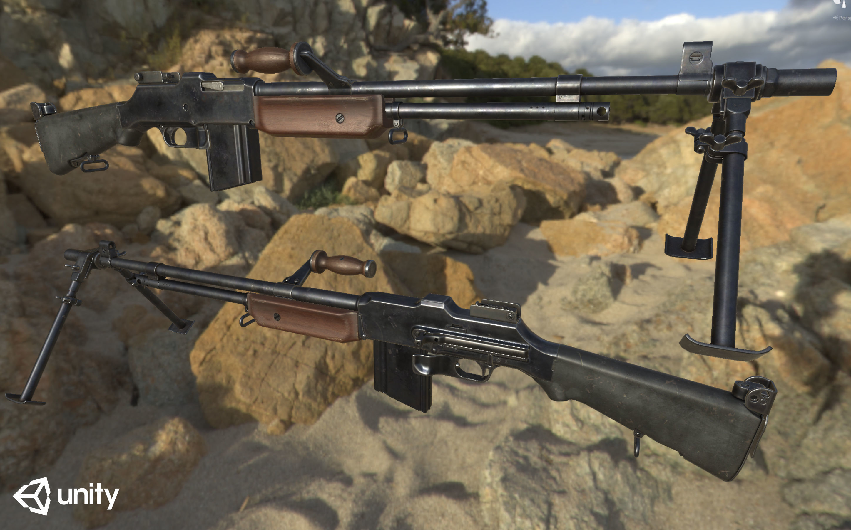 M1918A2 machine gun Low-poly 3D model_21