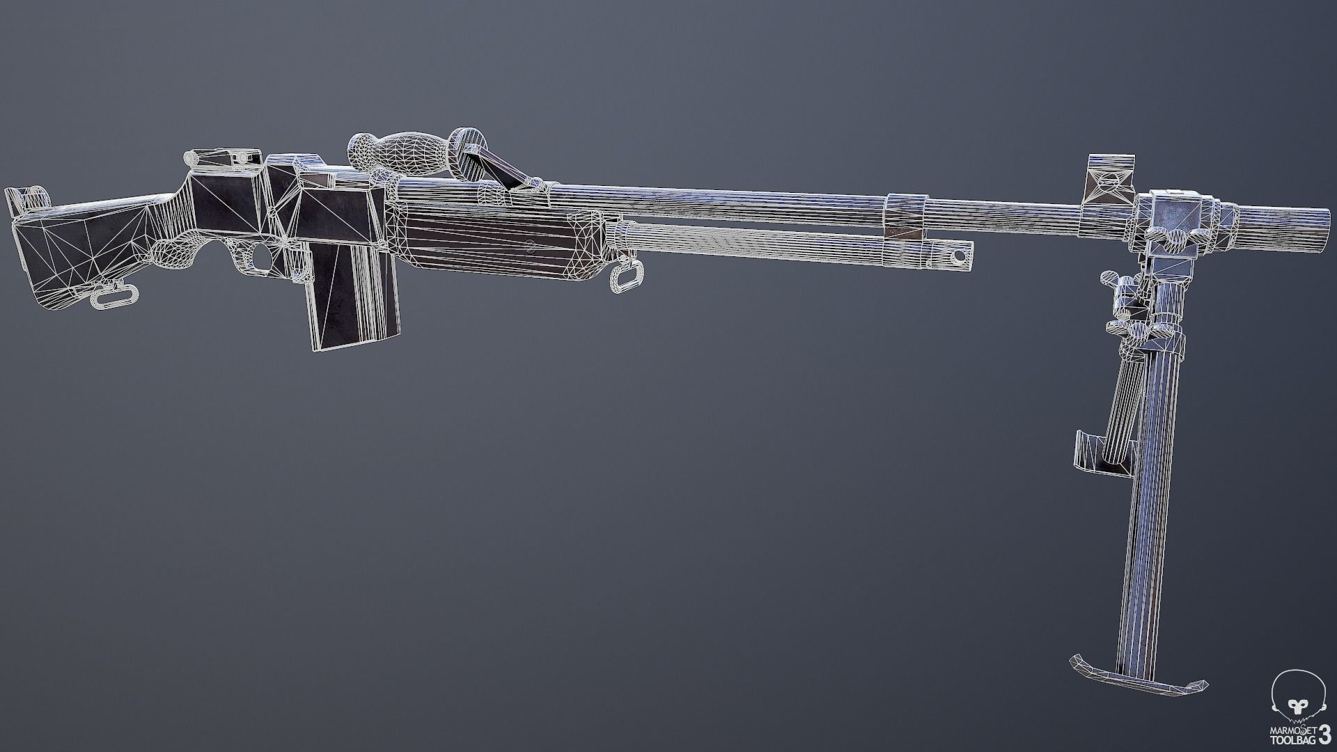 M1918A2 machine gun Low-poly 3D model_19