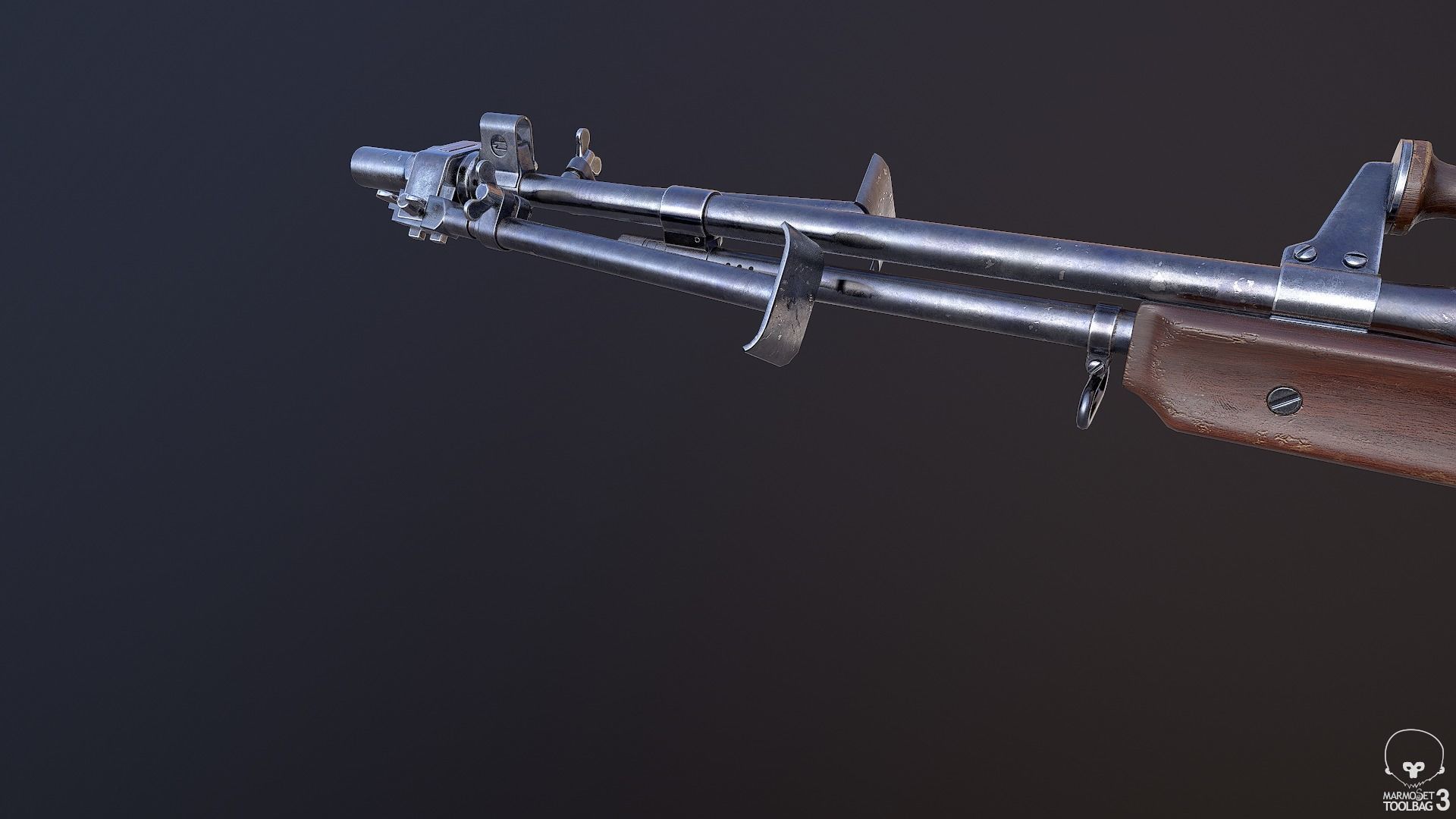 M1918A2 machine gun Low-poly 3D model_3