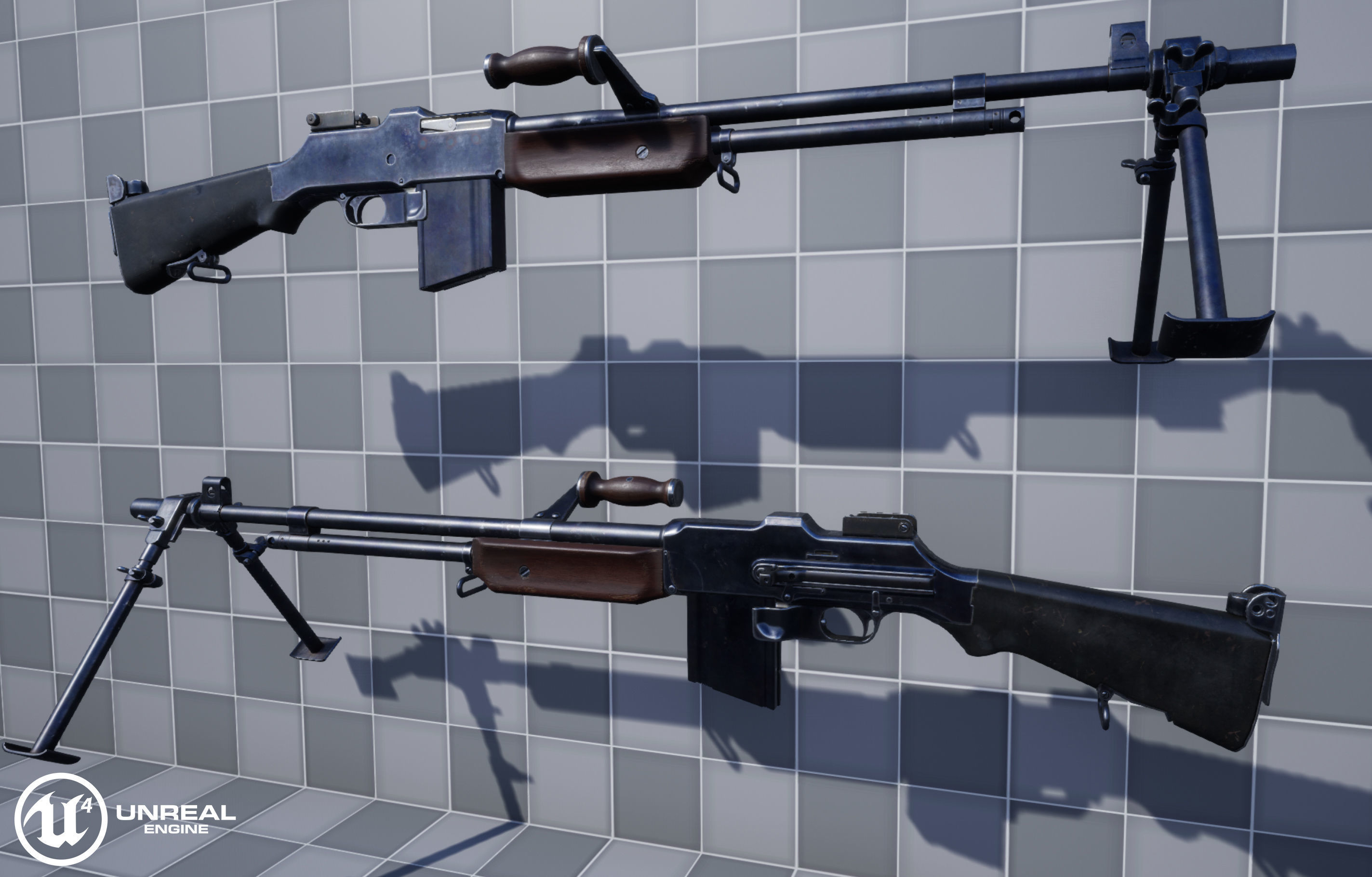 M1918A2 machine gun Low-poly 3D model_22