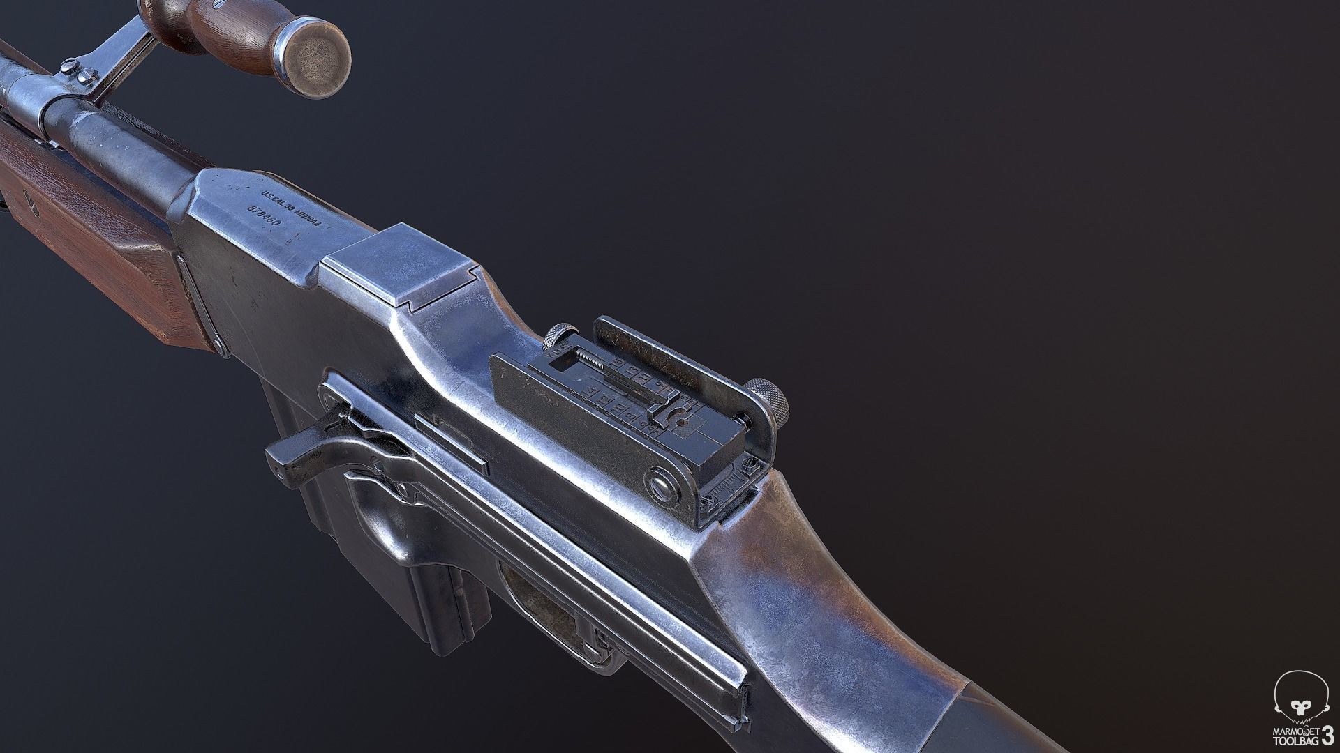 M1918A2 machine gun Low-poly 3D model_8