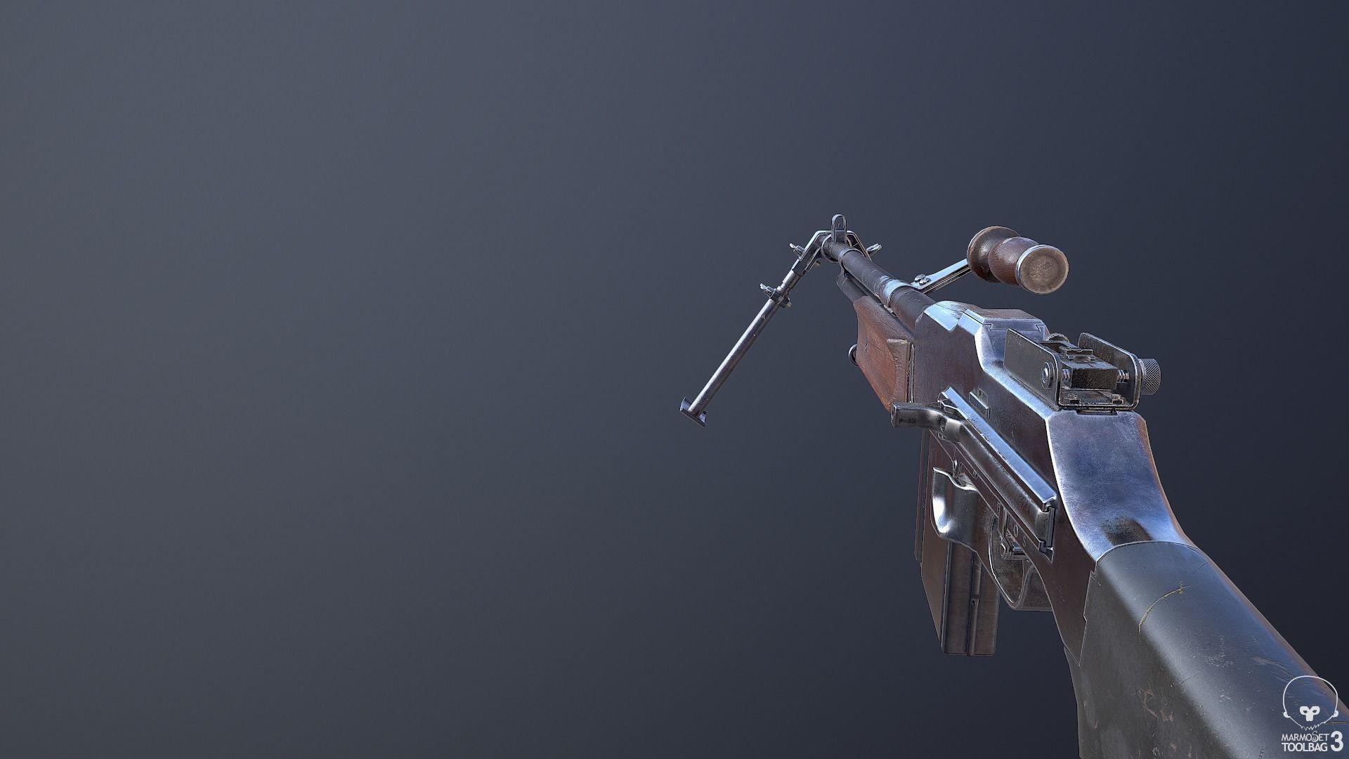 M1918A2 machine gun Low-poly 3D model_14