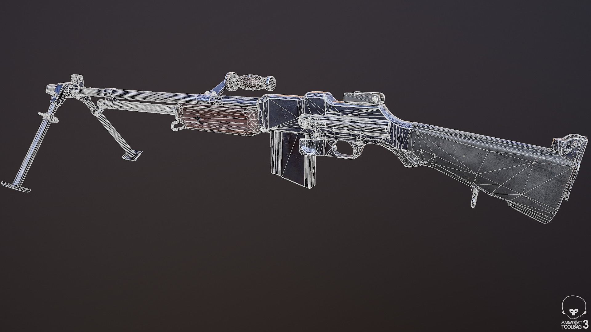 M1918A2 machine gun Low-poly 3D model_18