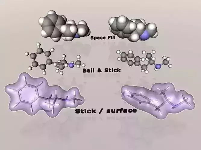 Methamphetamine isomers 3D model