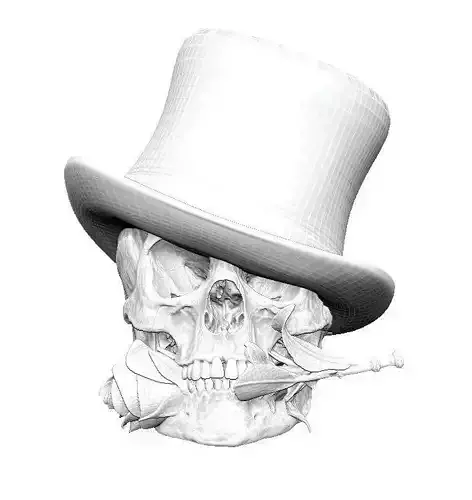 Realistic Man Skull with rose flower 3D print model