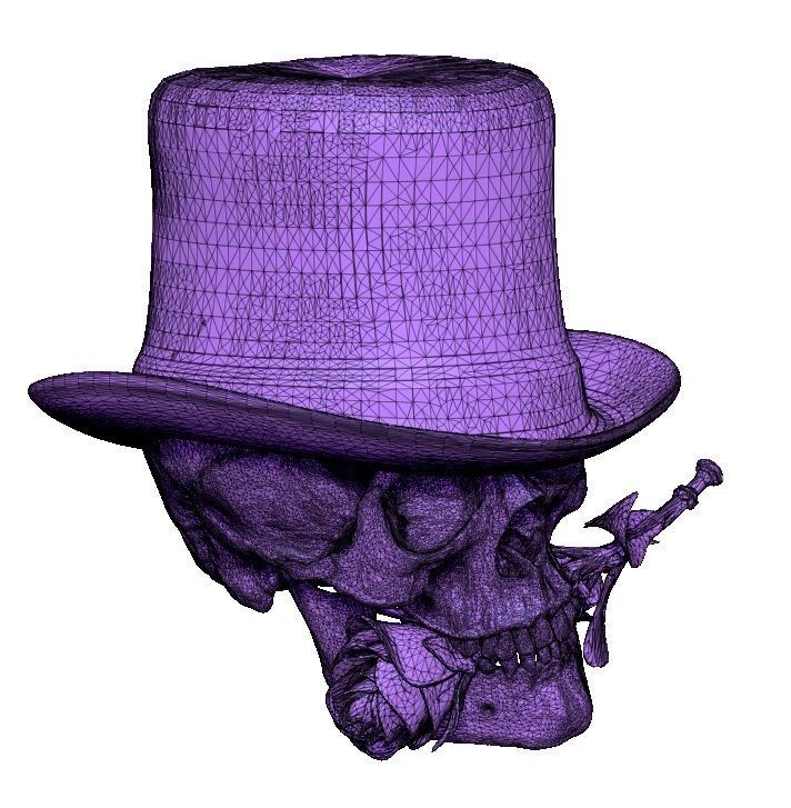 Realistic Man Skull with rose flower 3D print model_2