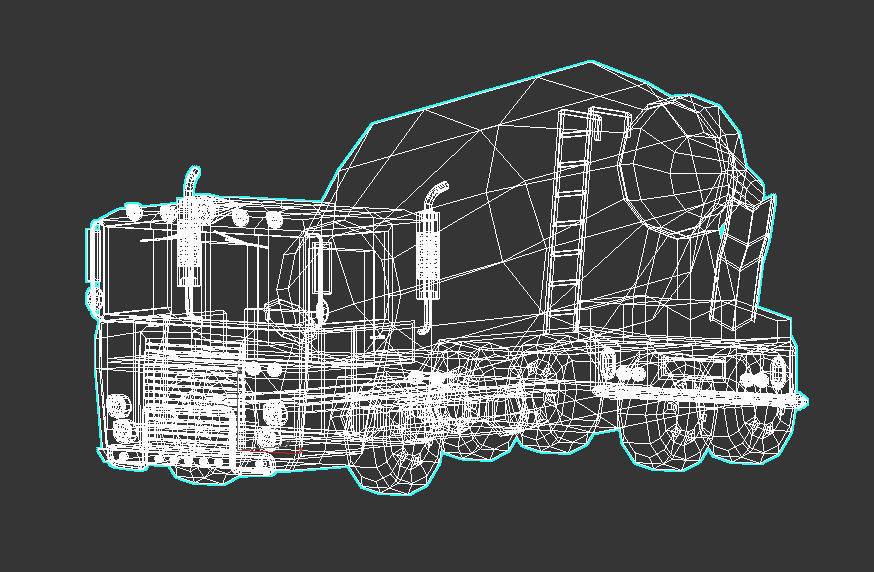 Low-Poly Cartoon Concrete Mixer Truck Low-poly 3D model_7