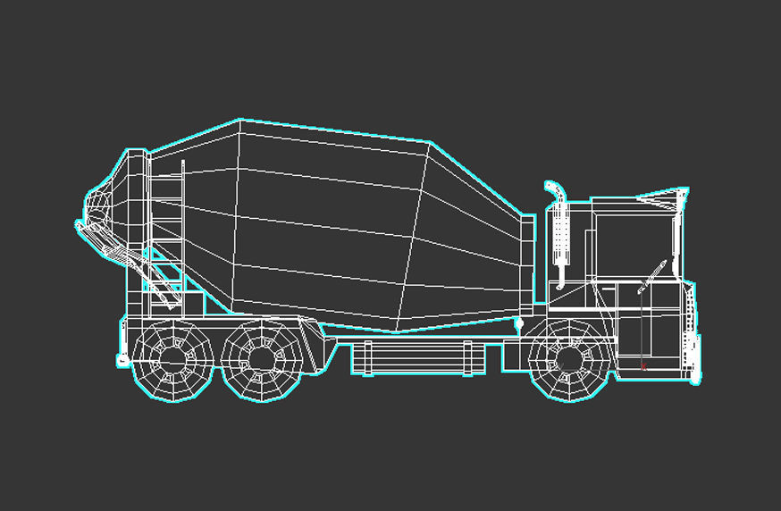 Low-Poly Cartoon Concrete Mixer Truck Low-poly 3D model_9