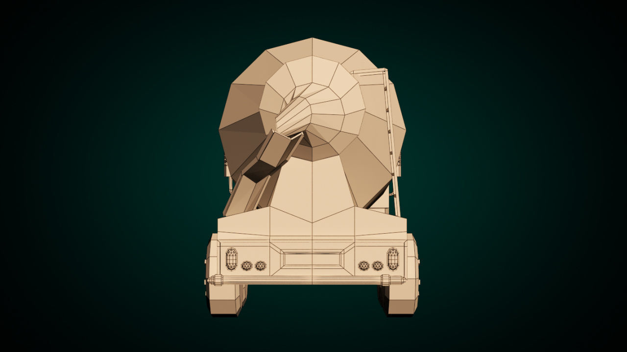 Low-Poly Cartoon Concrete Mixer Truck Low-poly 3D model_14