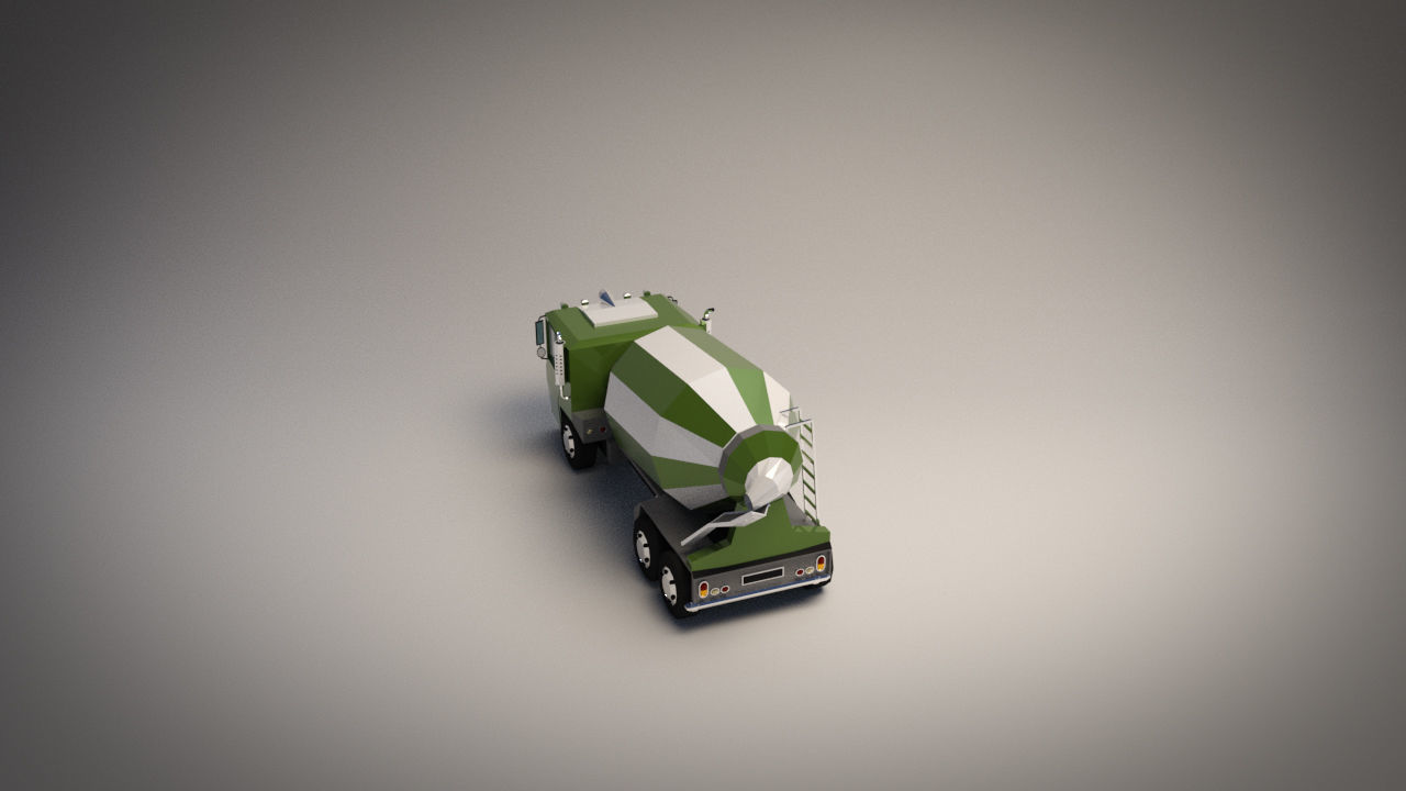 Low-Poly Cartoon Concrete Mixer Truck Low-poly 3D model_3