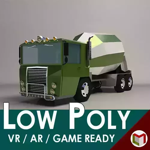 Low-Poly Cartoon Concrete Mixer Truck Low-poly 3D model