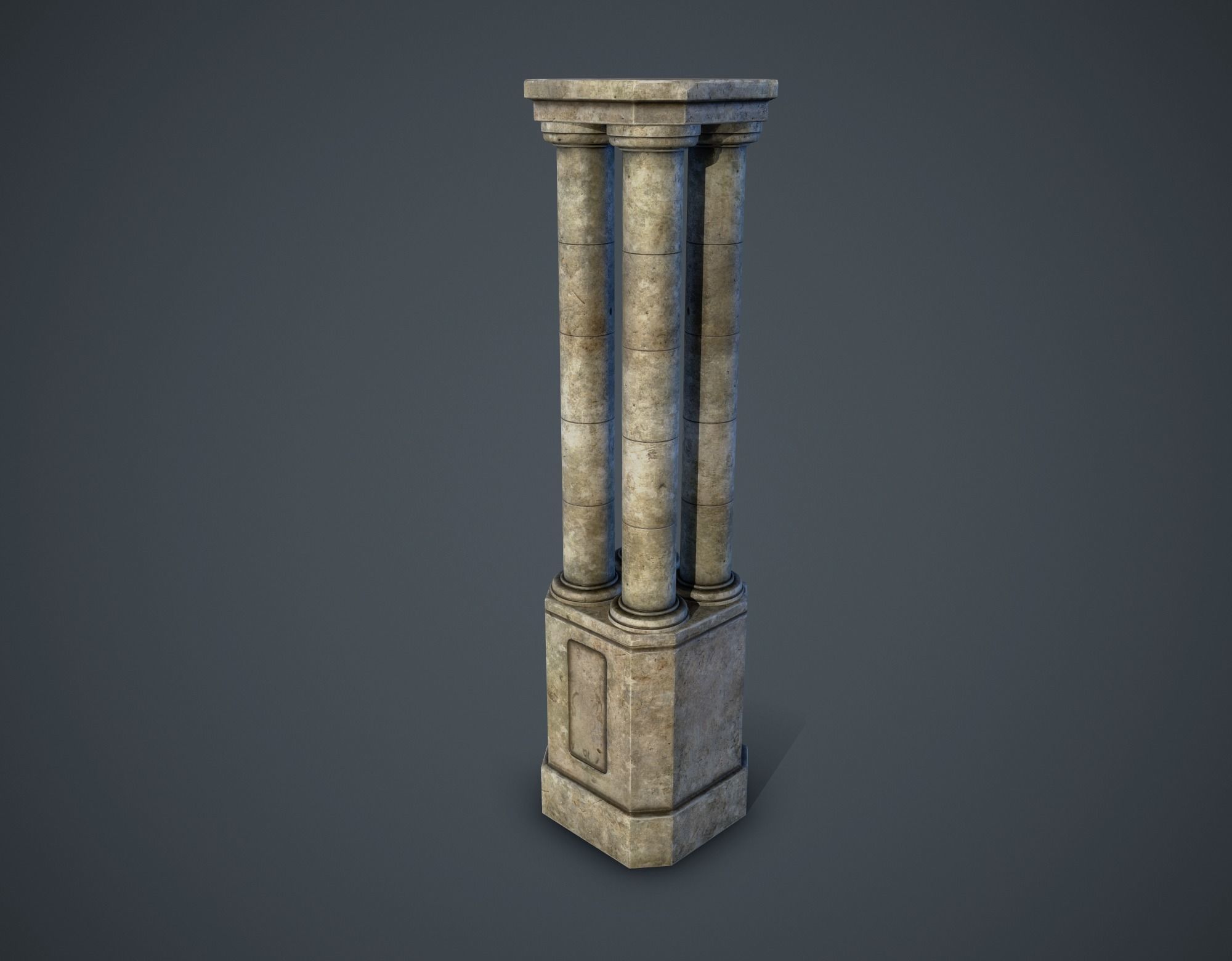 Ancient Pillar Low-poly 3D model_6