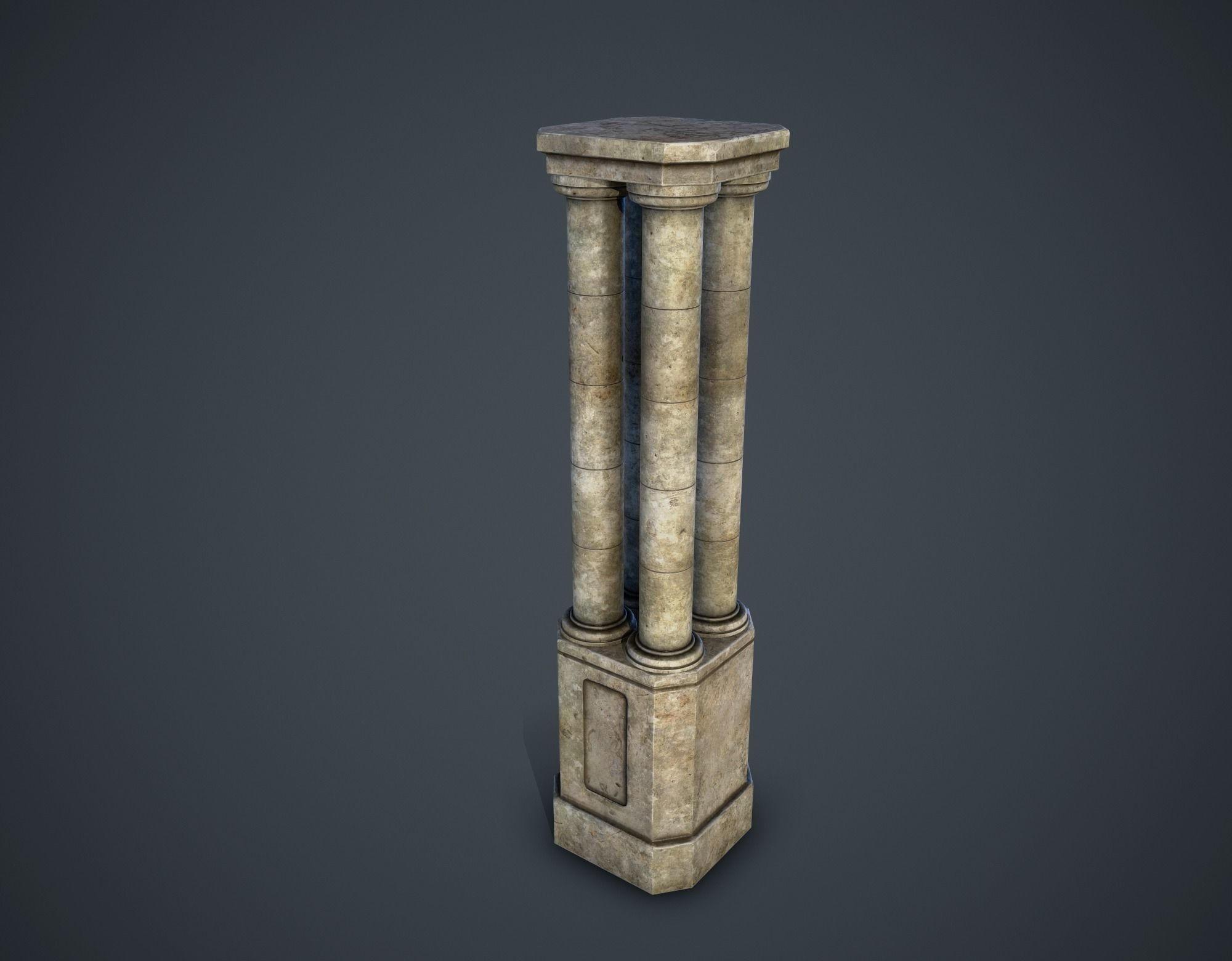 Ancient Pillar Low-poly 3D model_4