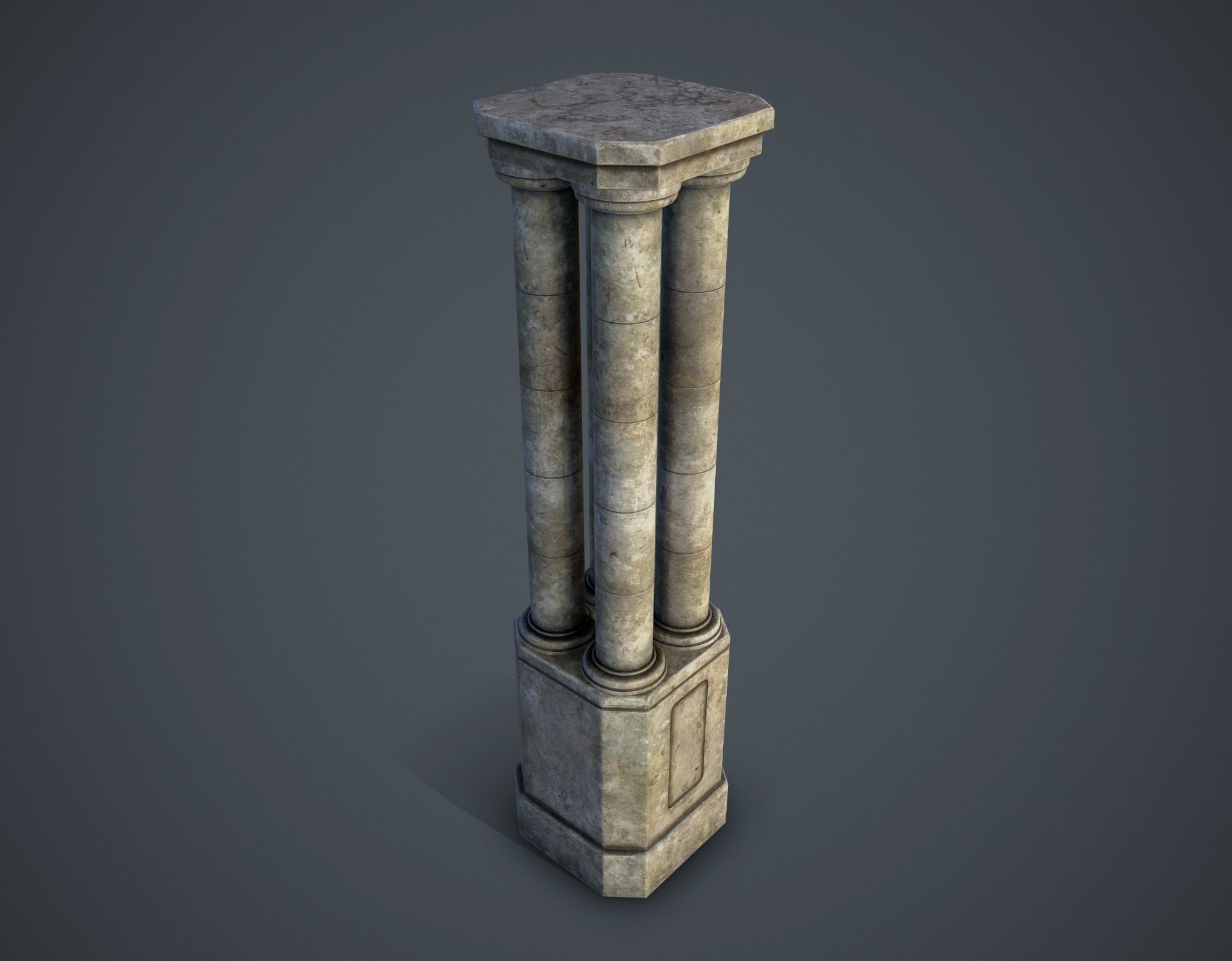 Ancient Pillar Low-poly 3D model_1