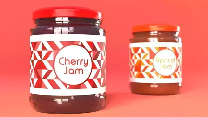 Jam Jar Apricot and Cherries 3D model