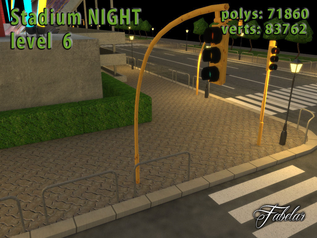 Stadium Level 6 Night Low-poly 3D model_9