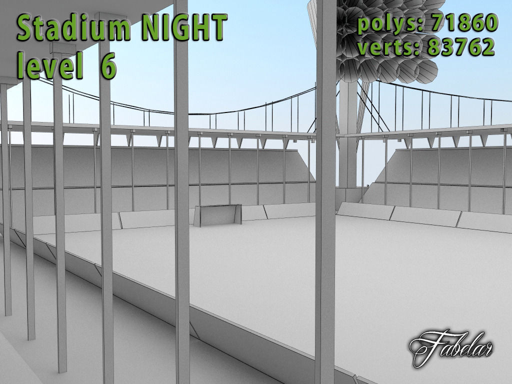 Stadium Level 6 Night Low-poly 3D model_11
