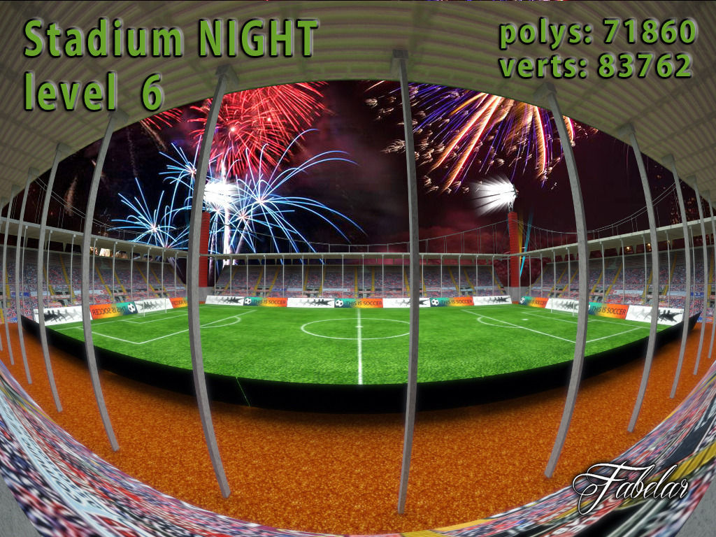 Stadium Level 6 Night Low-poly 3D model_7