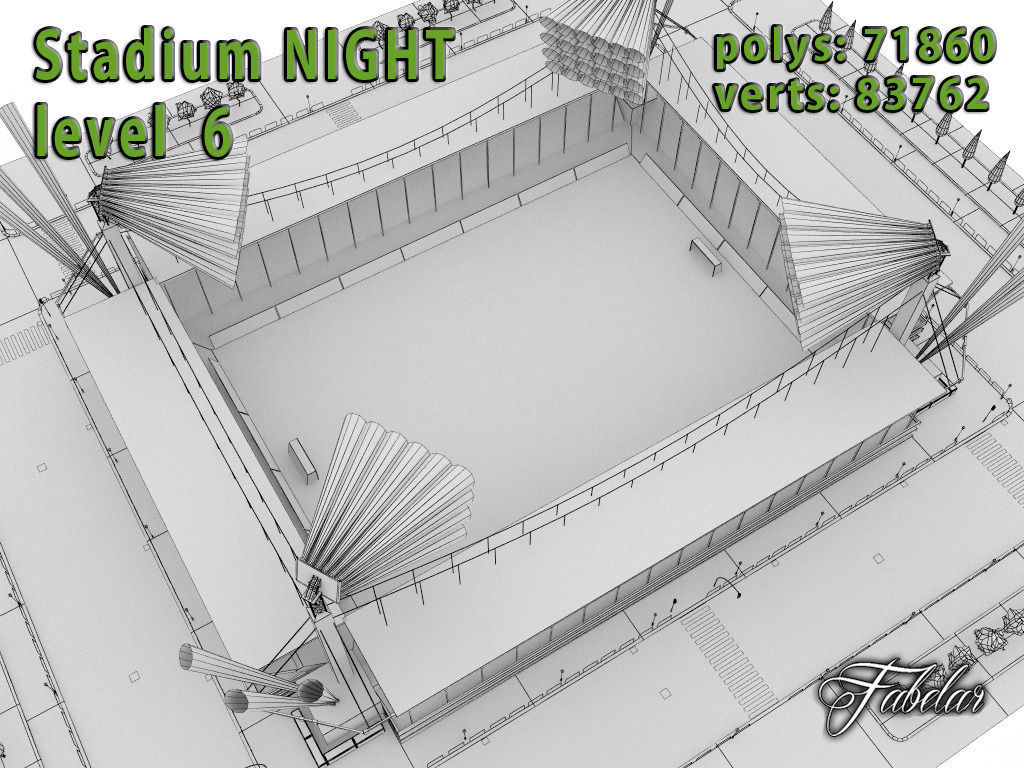 Stadium Level 6 Night Low-poly 3D model_14