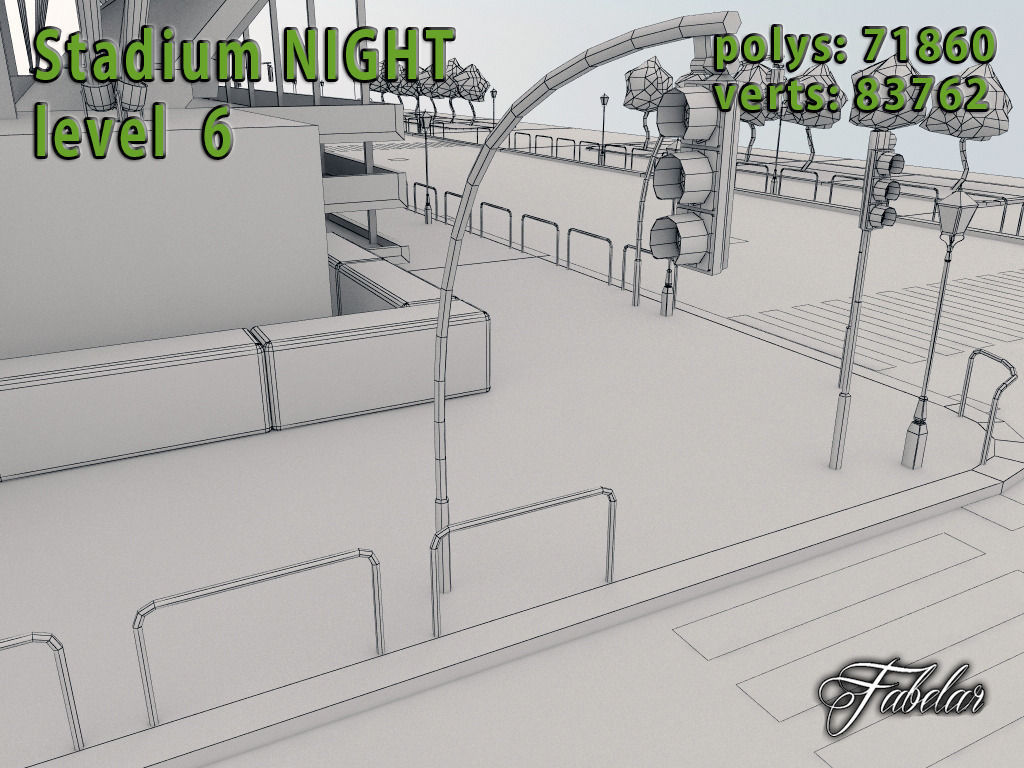 Stadium Level 6 Night Low-poly 3D model_15