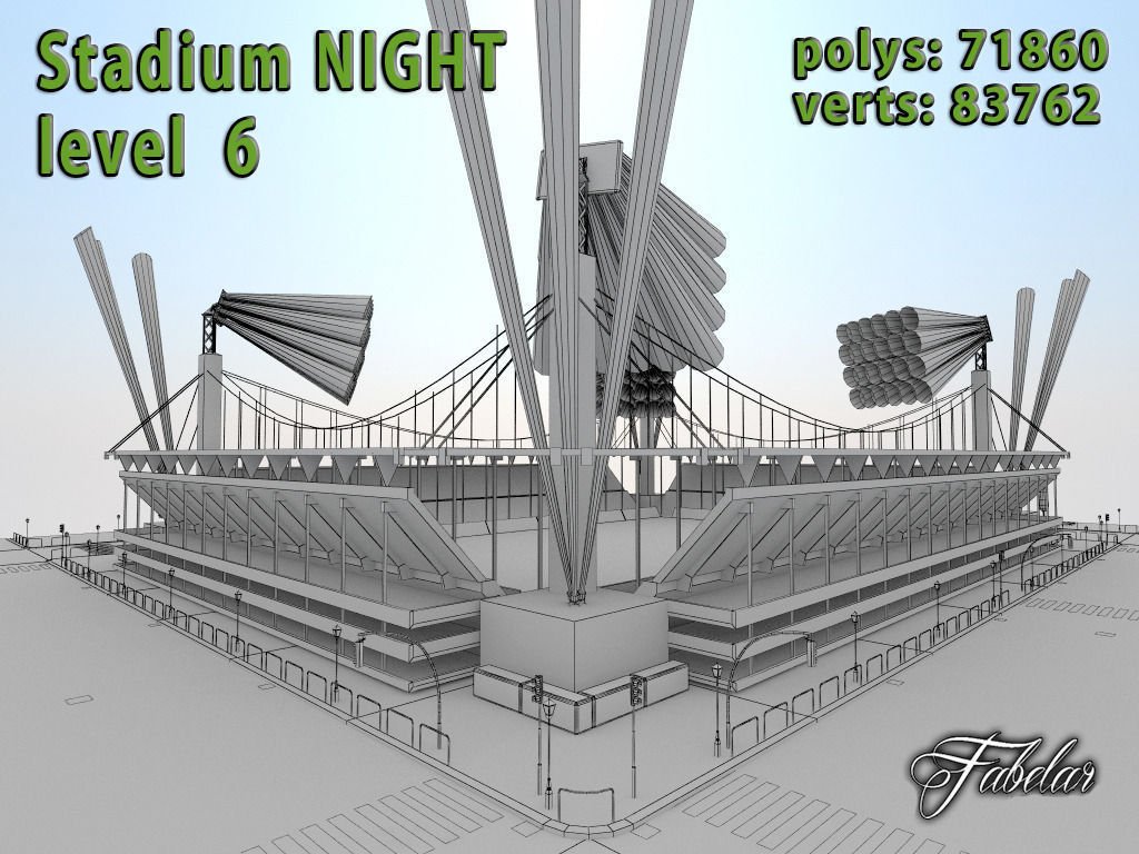 Stadium Level 6 Night Low-poly 3D model_13