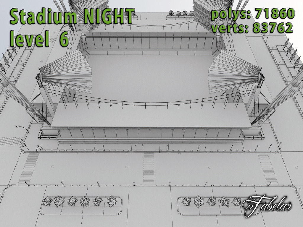 Stadium Level 6 Night Low-poly 3D model_16
