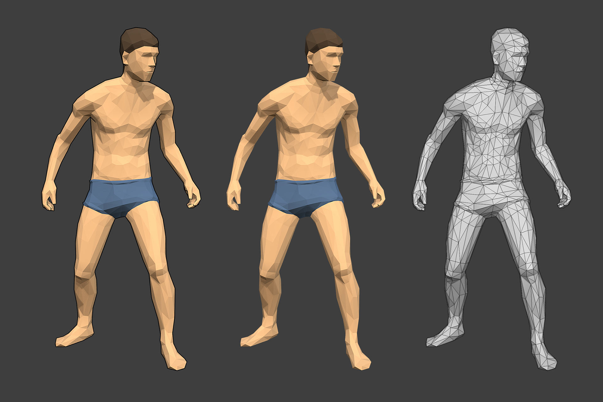 Rigged Lowpoly Male Character - Jim Low-poly 3D model_4
